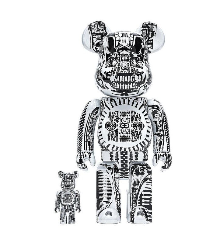 Bearbrick H.R. Giger White Chrome 400% + 100% by BE@RBRICK, 2021