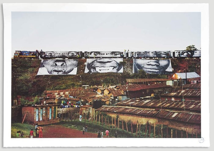 Action in Kibera Slum, Train Passage 1, Kenya by JR, 2009