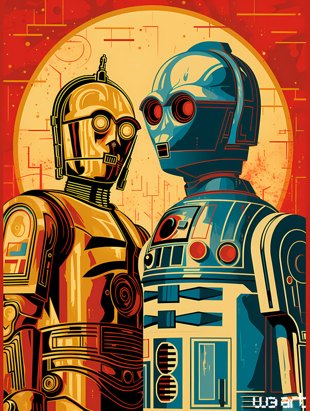 Mr & Ms 3PO Vintage de W3 ART, 2023