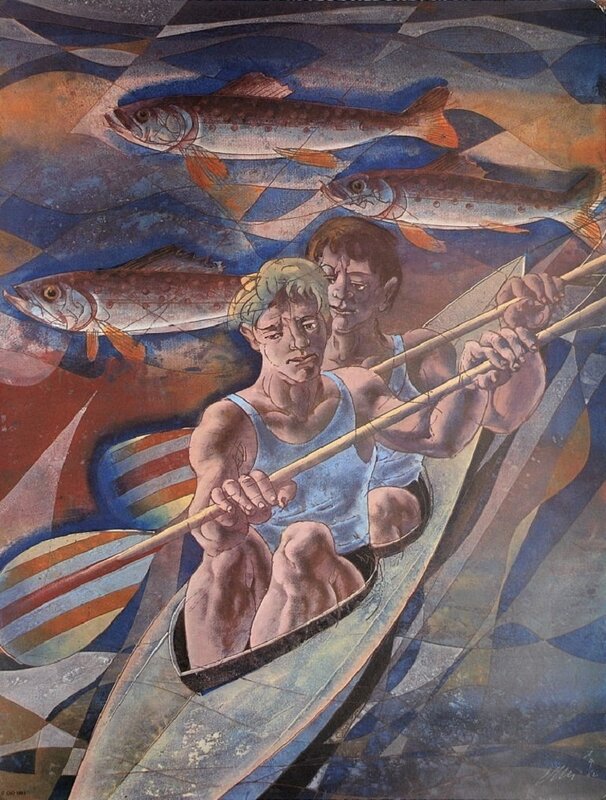 Canoeing de Hans Erni, 1983