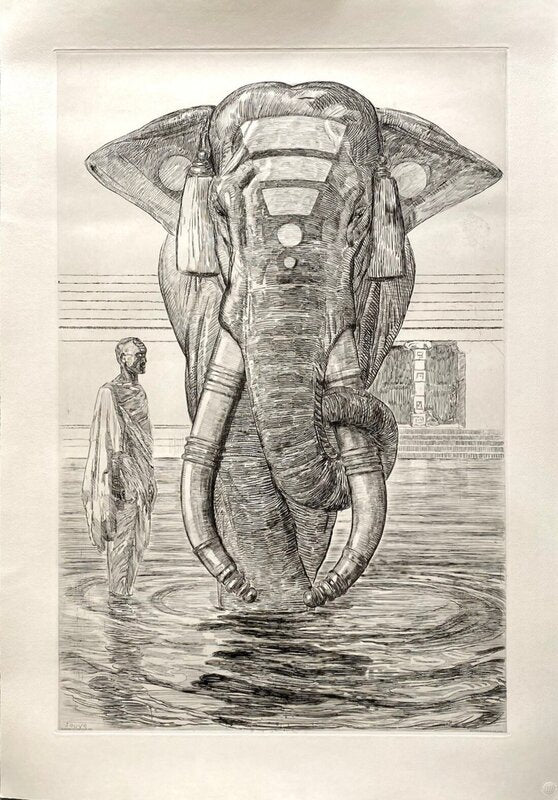 Elephant du temple de Siva de Paul Jouve, vers 1980