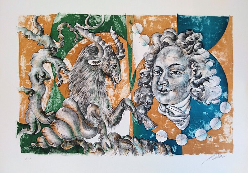Capricorn and Bach portrait de Hans Erni, 1970