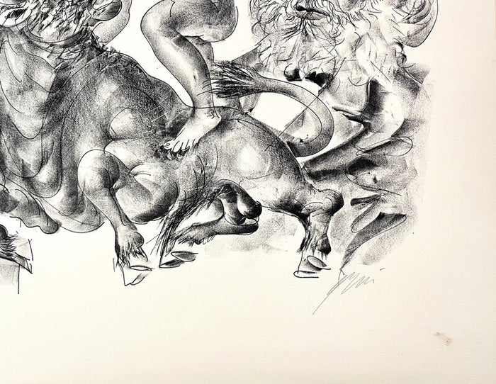 Bull and portrait of Marx by Hans Erni, 1970 (view 2)