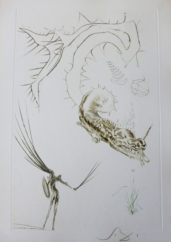 Tristan and Iseult : Tristan and the Dragon by Salvador Dalí, 1970