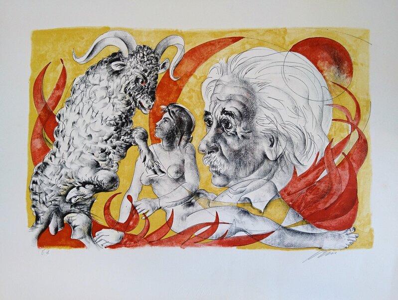 Aries and portrait of Einstein de Hans Erni, 1970