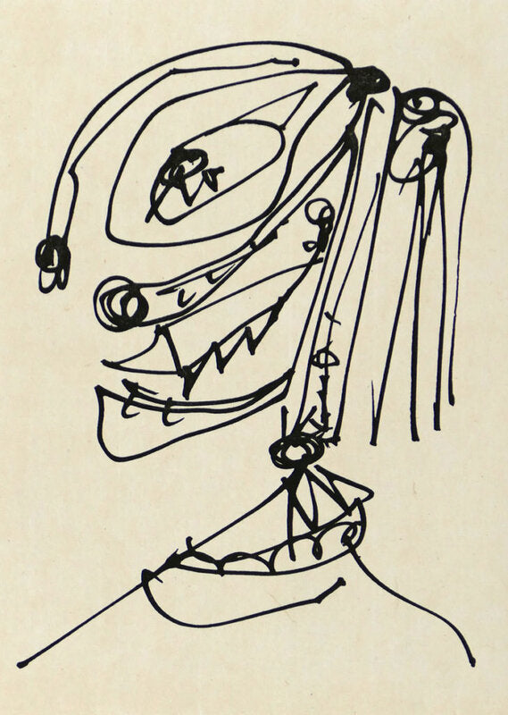 Frauen portrait mit Hut 4 d'Antonio Saura, 1990