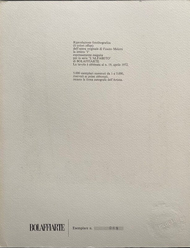 Letter "I" de Fausto Melotti, 1972 (vue 4)