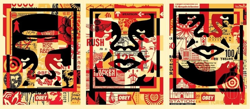 Obey 3 Face Collage de Shepard Fairey, 2019