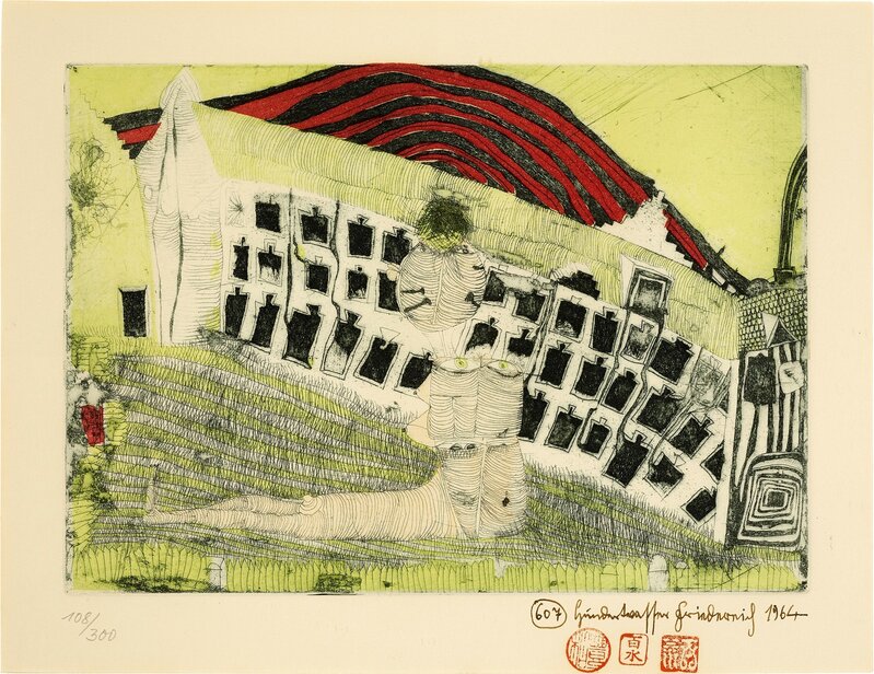 Mädchenfund im Gras (Girl found in the Grass) de Friedensreich Hundertwasser, 1964