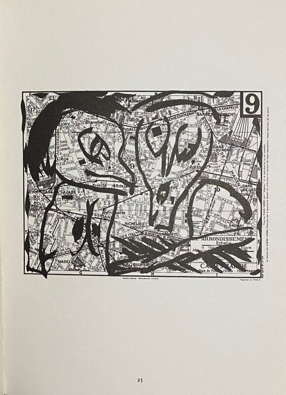 Arrondissements. Randonnées lithographiques sur plans municipaux de la Ville de Paris avec, pas à pas, leurs légendes by Pierre Alechinsky, 1983 (view 3)