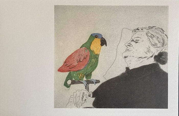 La mère de l'artiste au perroquet de David Hockney, 1990