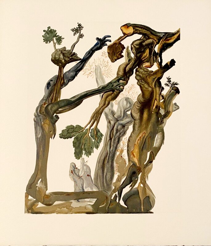 La Divine Comédie - Enfer 13 - La forêt des suicidés by Salvador Dalí, 1963