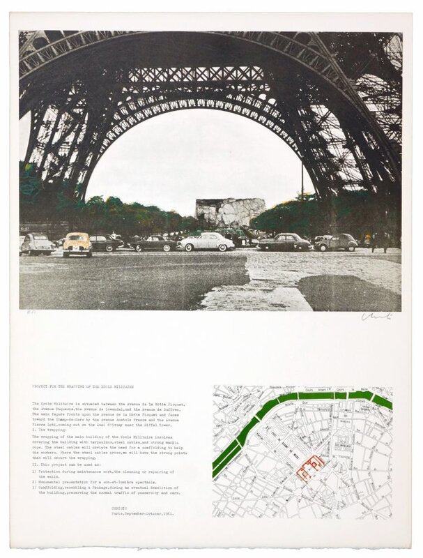 The wrapping of the Ecole militaire de Christo and Jeanne-Claude, 1970