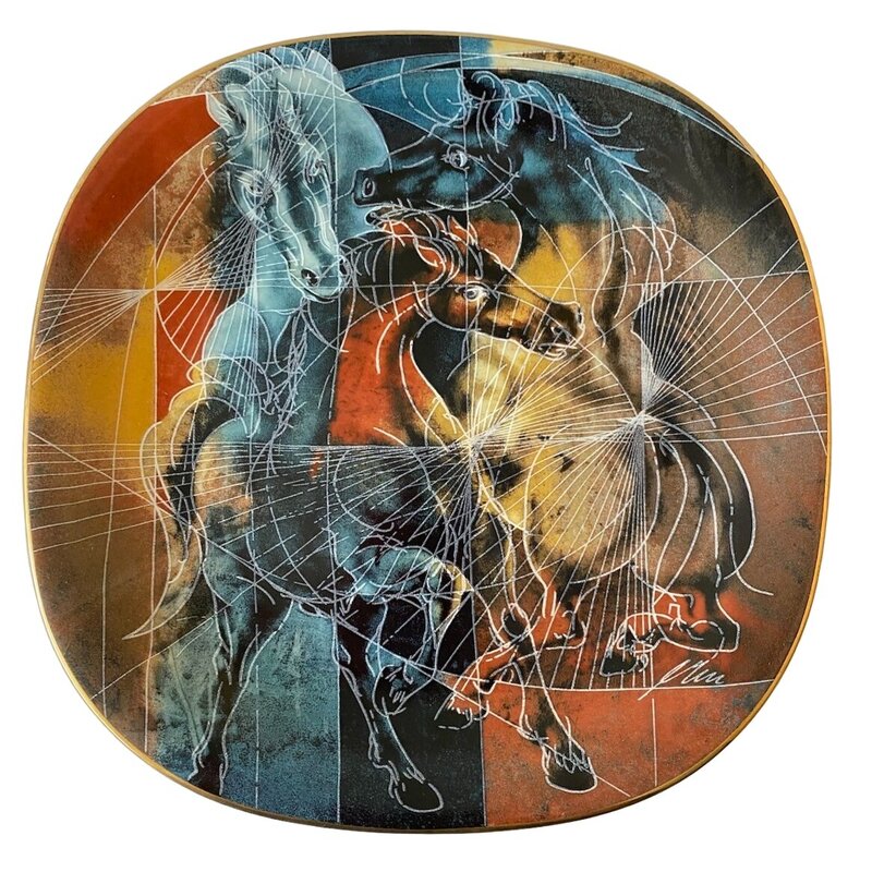 Three Horses Playing by Hans Erni, 1993