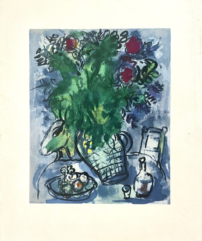 Bouquet fleuri sur table de Marc Chagall, vers 1980