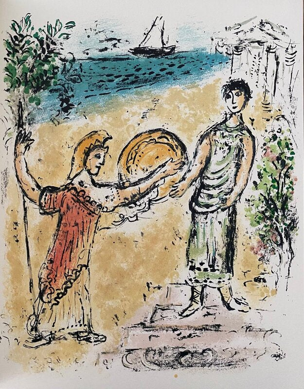 The Odyssey - Athena and Telemachus by Marc Chagall, 1989