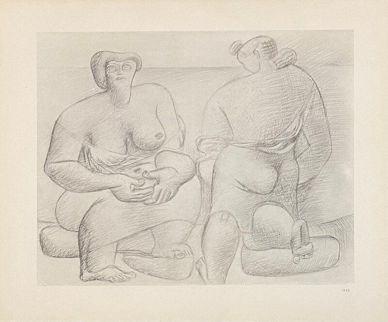 Deux femmes assises à moitié nue by Le Corbusier, 1938