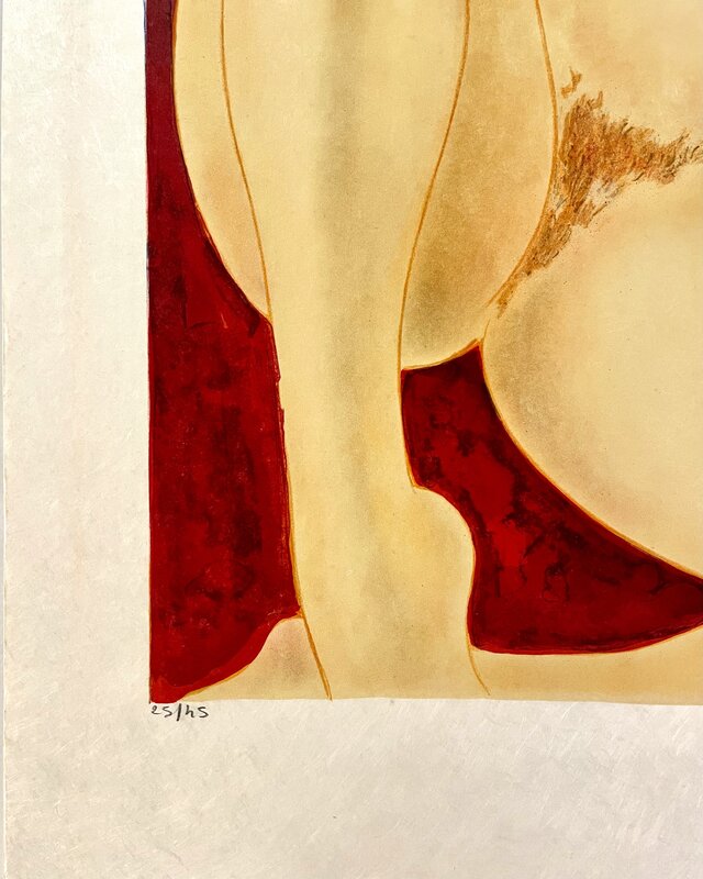 Nu allongé sur fond rouge by Alain Bonnefoit, 1973 (view 3)