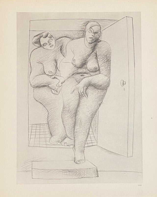Deux femmes passant une porte de Le Corbusier, 1938