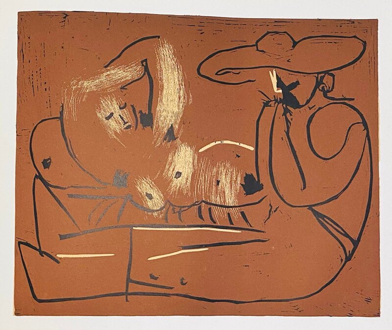 Femme couchée et homme au grand chapeau de Pablo Picasso, 1963