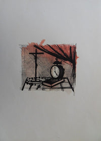 Table de chevet au réveil et au crucifix de Bernard Buffet, 1961 (vue 2)