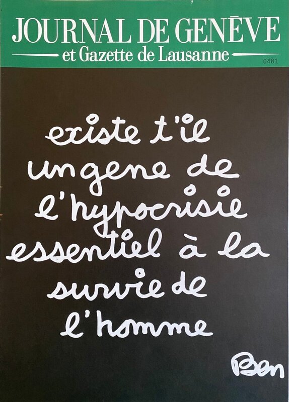 Existe t-il un genre de l'hypocrisie essentiel à la survie de l'homme de Ben Vautier, vers 1970