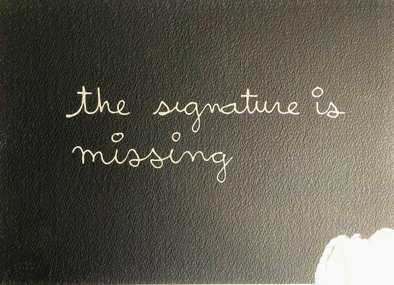 The signature is missing by Ben Vautier, 1975