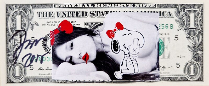 Gril with Snoopy One Dollar Bill by Death NYC, 2015