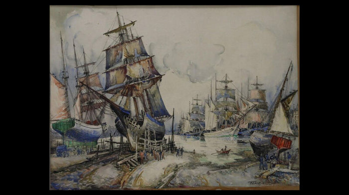 Bateaux à quai de Frank-Will, vers 1920
