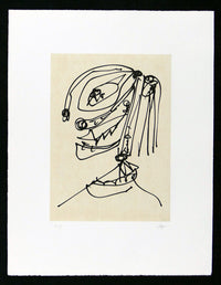 Frauen portrait mit Hut 4 d'Antonio Saura, 1990 (vue 2)
