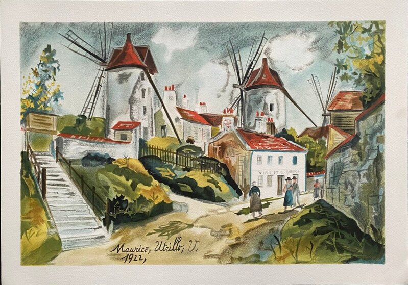 Les trois moulins à Montmartre de Maurice Utrillo, vers 1990