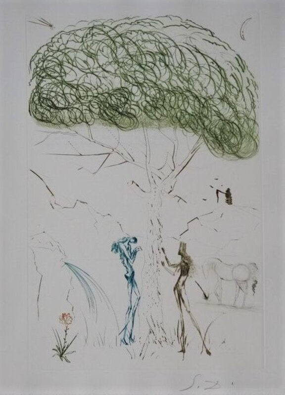 Tristan and Iseult : Under the Parasol Pine by Salvador Dalí, 1970