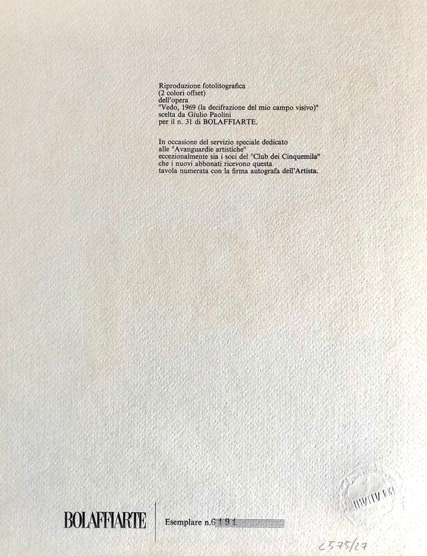 Vedo (I see) de Giulio Paolini, 1969 (vue 2)