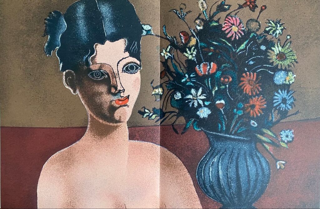 Ragazza con vaso di fiori by Franco Gentilini, 1980