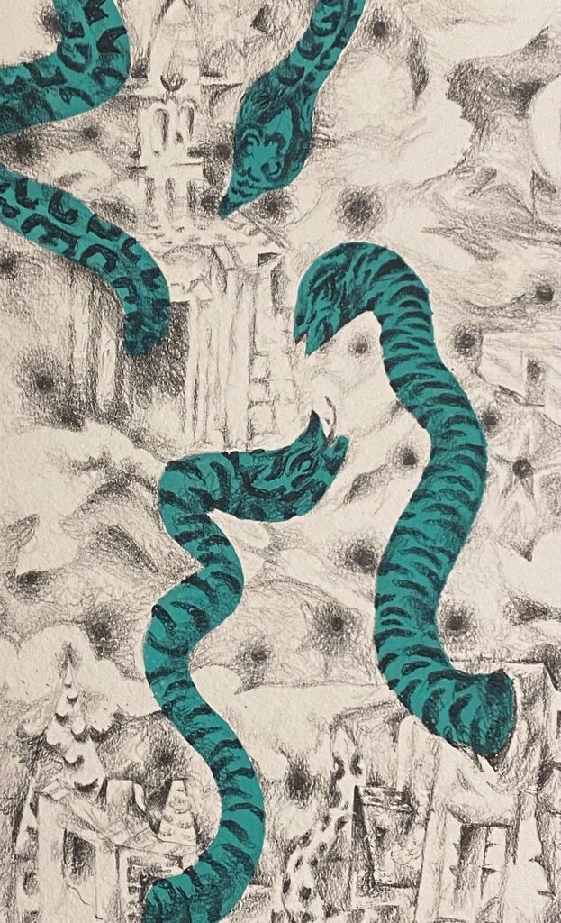 Les visiteurs n'arrivent que munis de leur serpent personnel... by Jean Lurçat, 1965 (view 2)
