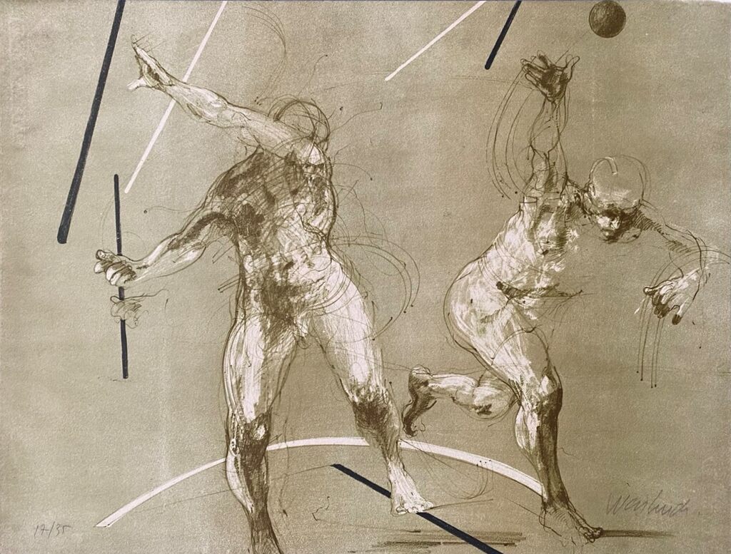 Composition with 2 Figures de Claude Weisbuch, vers 1980