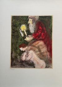 Abraham et Isaac en route vers le lieu du sacrifice N° 14 & Abraham pleurant Sarah N°15 de Marc Chagall, 1986
