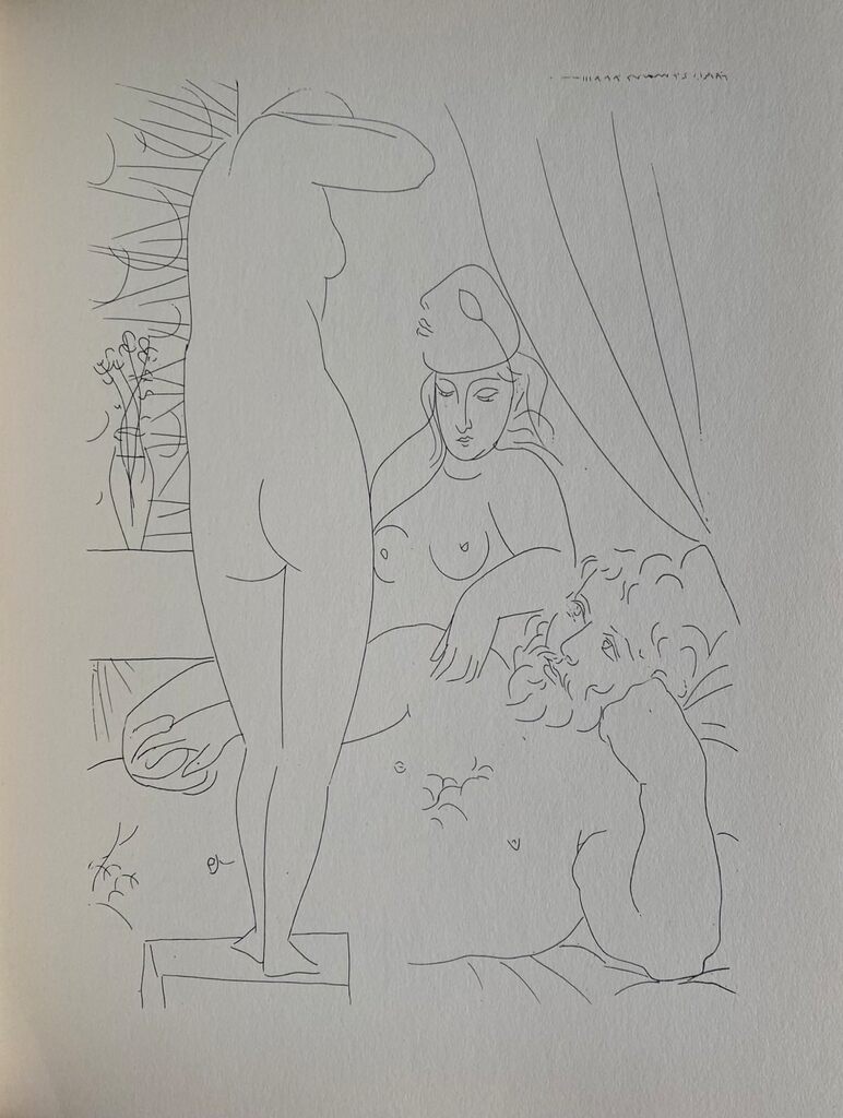 Sculpteur au repos avec modèle démasqué et sa représentation sculptée by Pablo Picasso, 1956