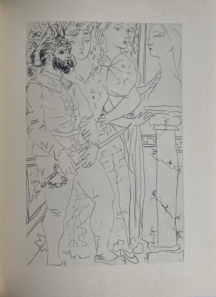 Trois comédiens avec buste de Marie-Thérèse de Pablo Picasso, 1956