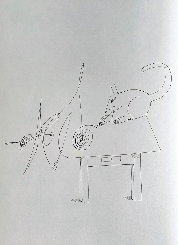 Writing a letter by Saul Steinberg, 1966