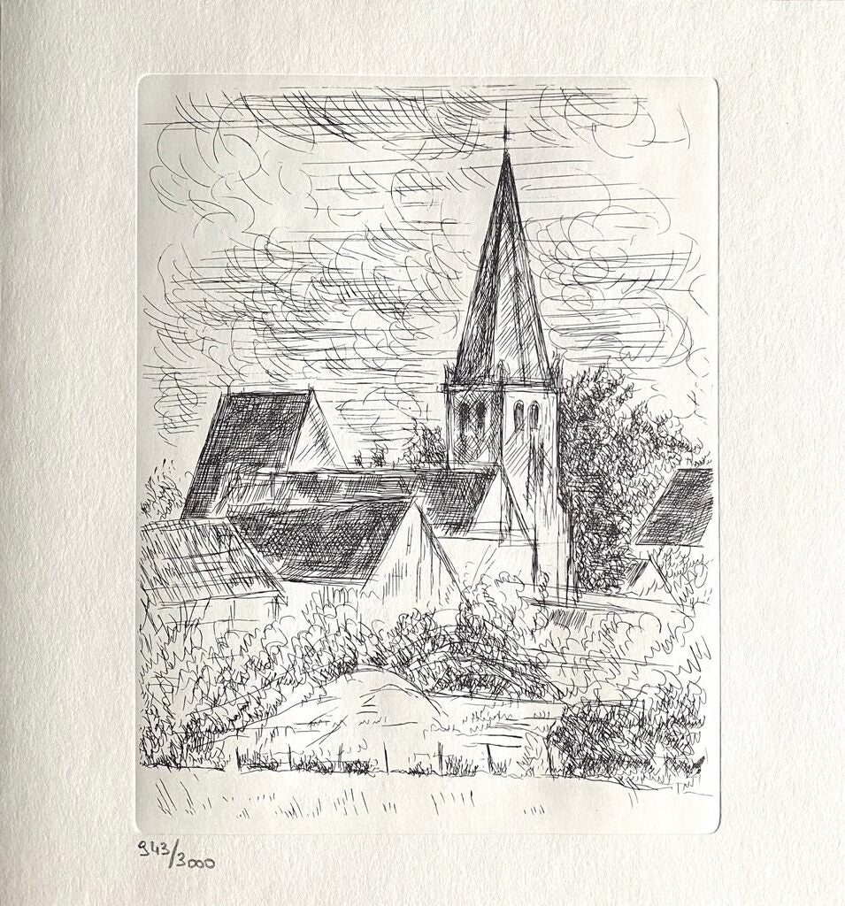 Paysage à l'église by André Dunoyer de Segonzac, 1969
