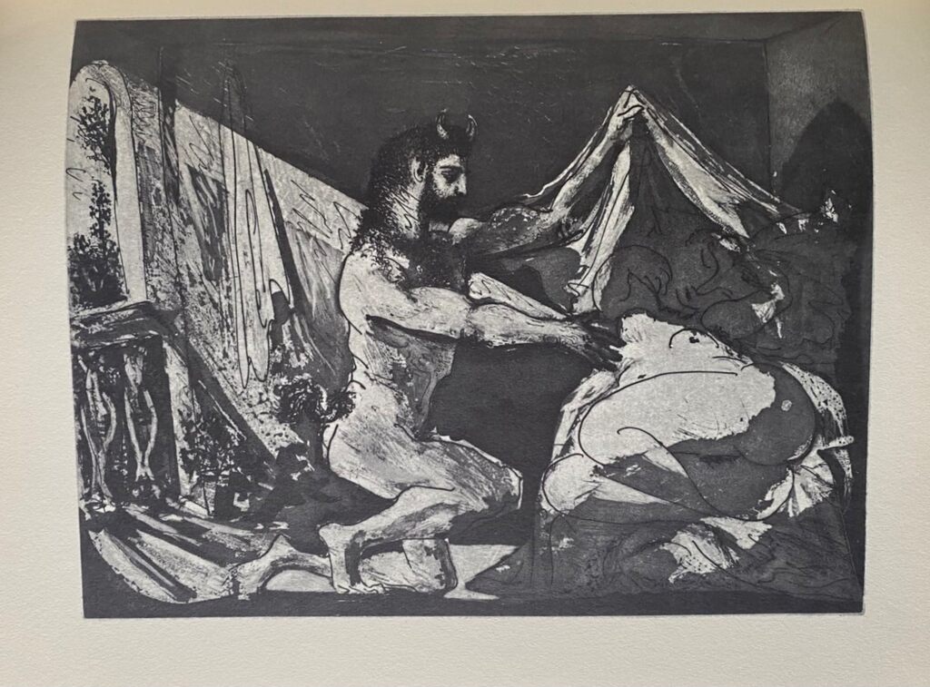 Faune dévoilant une dormeuse by Pablo Picasso, 1956