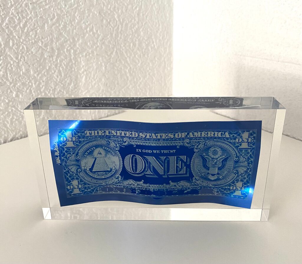 One dollar Blue inclusion by Karl Lagasse, 2026 (view 2)