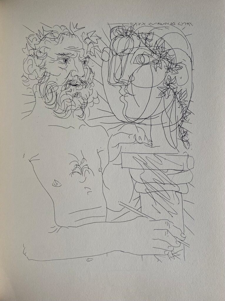 Vieux sculpteur au travail II de Pablo Picasso, 1956