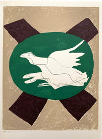 Oiseau sur fond X, Hommage à San Lazzaro by Georges Braque, 1975