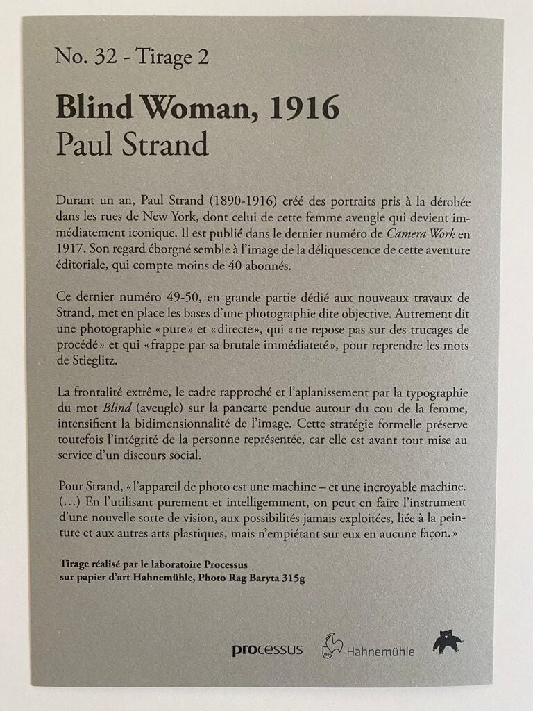Blind Woman by Paul Strand, 1916 (view 3)