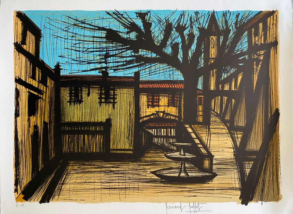 La place, décor du premier acte de Carmen de Bernard Buffet, 1981