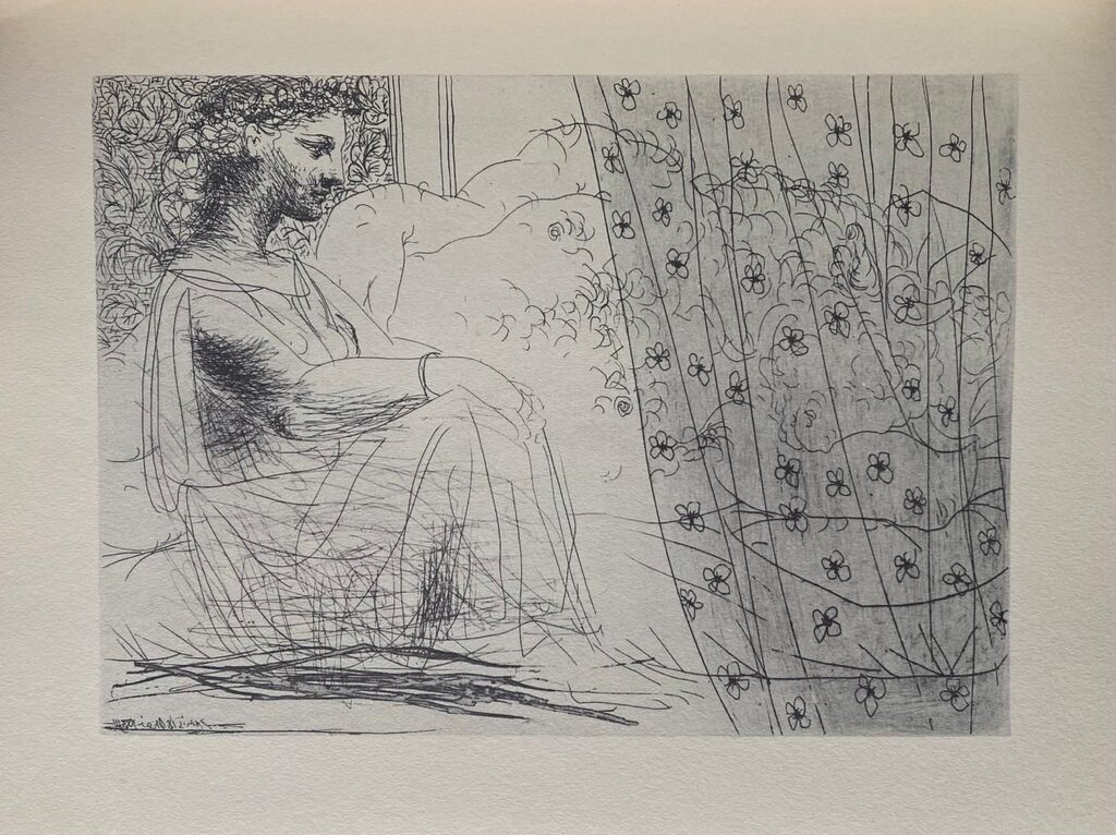 Marie-Thérèse, en vestale, veillant le Minotaure endormi de Pablo Picasso, 1956