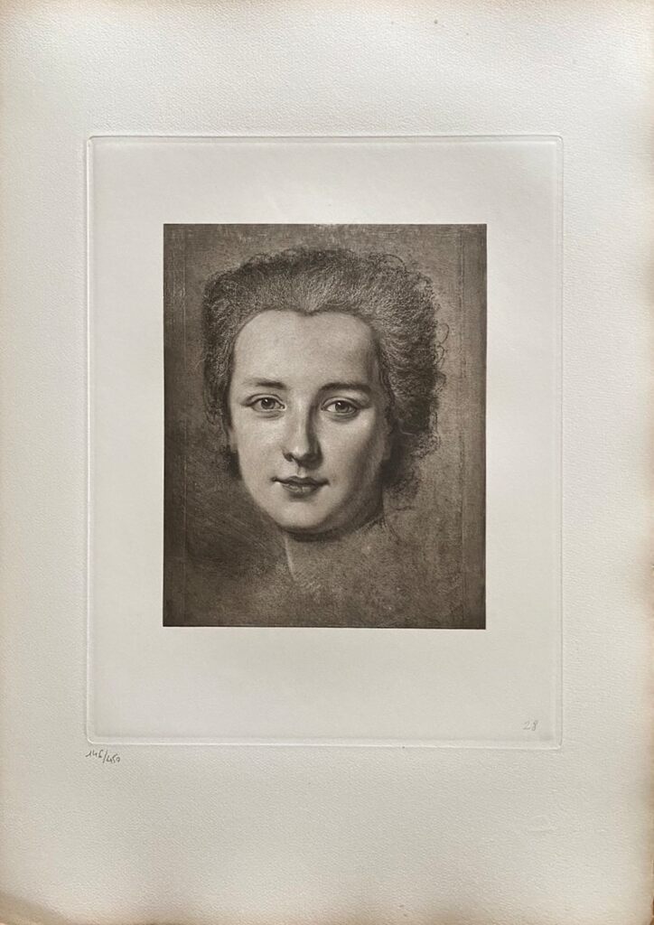Masque de femme aux cheveux noirs by Maurice-Quentin de La Tour, 1908