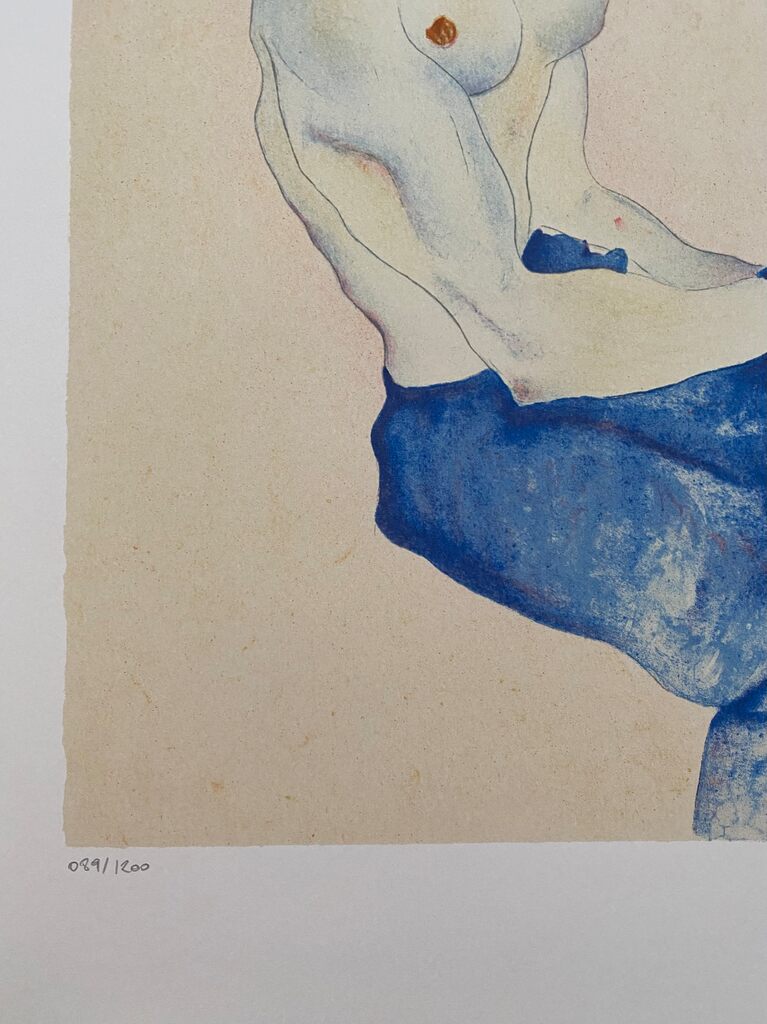 Seated Girl with Bare Torso and light Blue Skirt d'Egon Schiele, 2007 (vue 2)